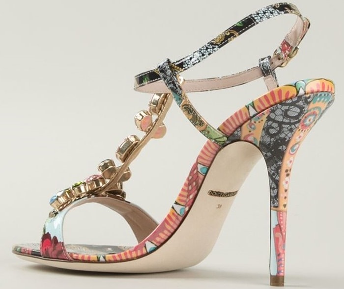 Dolce & Gabbana Floral Fans Embellished Sandals