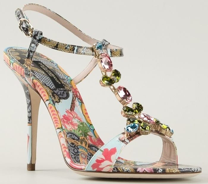 Dolce & Gabbana Floral Fans Embellished Sandals