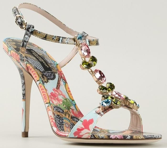 Dolce & Gabbana floral fans embellished sandals