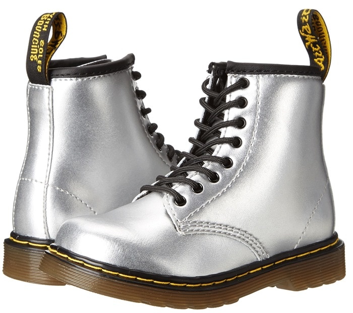Dr. Martens Kid's Collection Brooklee 8-Eye Boot Silver