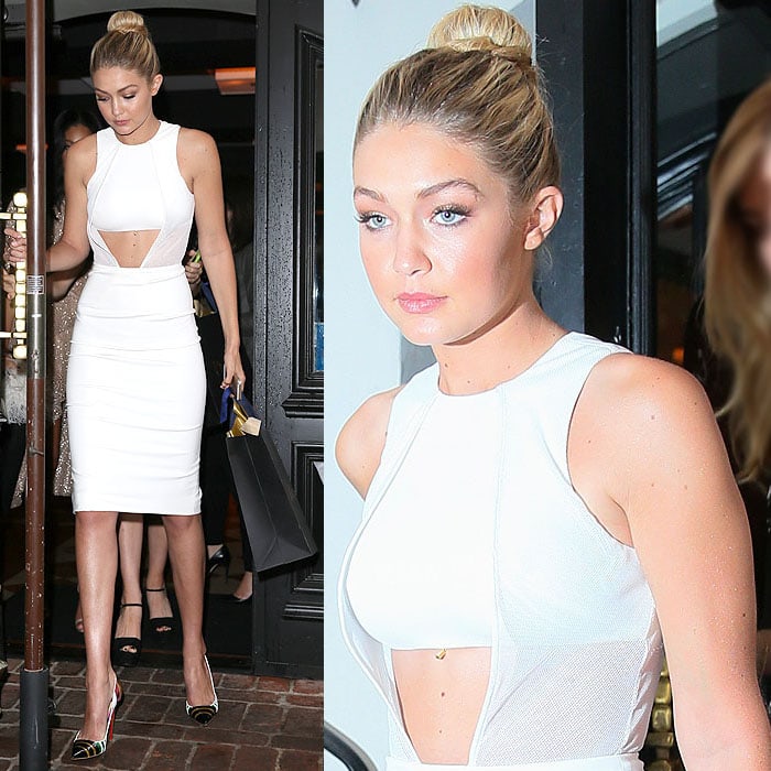 Gigi Hadid's toned stomach at W magazine’s luncheon