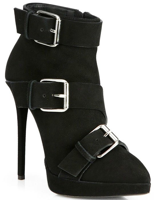 Giuseppe Zanotti Triple-Buckled-Strap Suede Booties