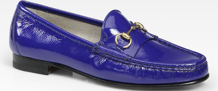 Gucci Patent Leather Horsebit Loafers Cobalt