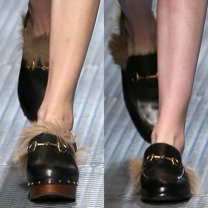 Gucci fall 2015 fur trim shoes