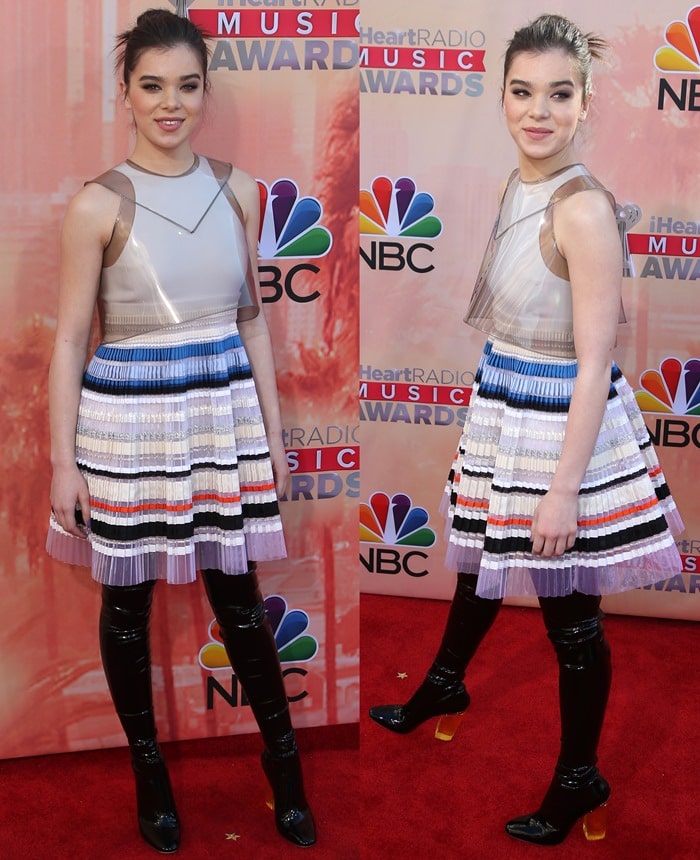 Hailee Steinfeld's Dior dress with transparent smoked plastic overlay