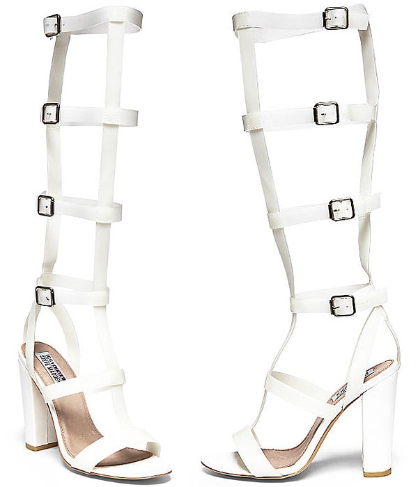 Bout-It Knee-High PVC Gladiator Sandals in White