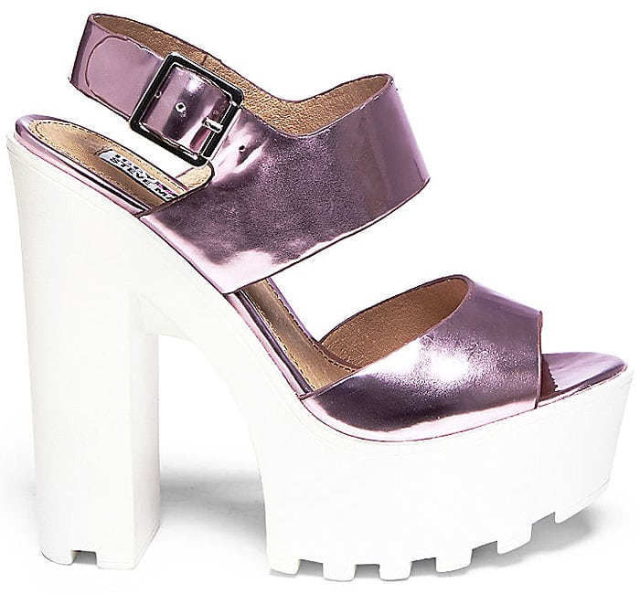 Iggy Azalea x Steve Madden Get-It Metallic Rubber-Platform Sandals in Pink