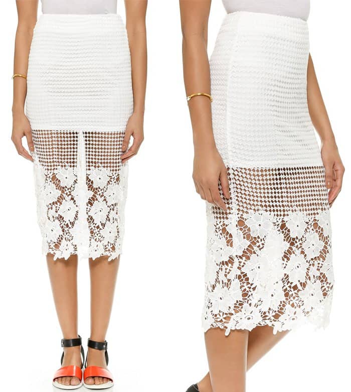 JOA Floral Lace Skirt
