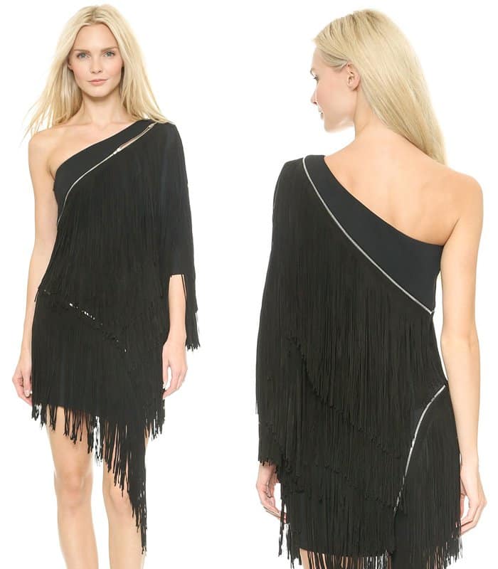 Jay Ahr Leather Fringe Dress