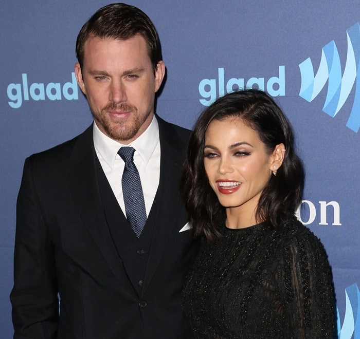 Channing Tatum holds on to Jenna at the 2015 GLAAD Media Awards at The Beverly Hilton Hotel in Beverly Hills on March 21, 2015