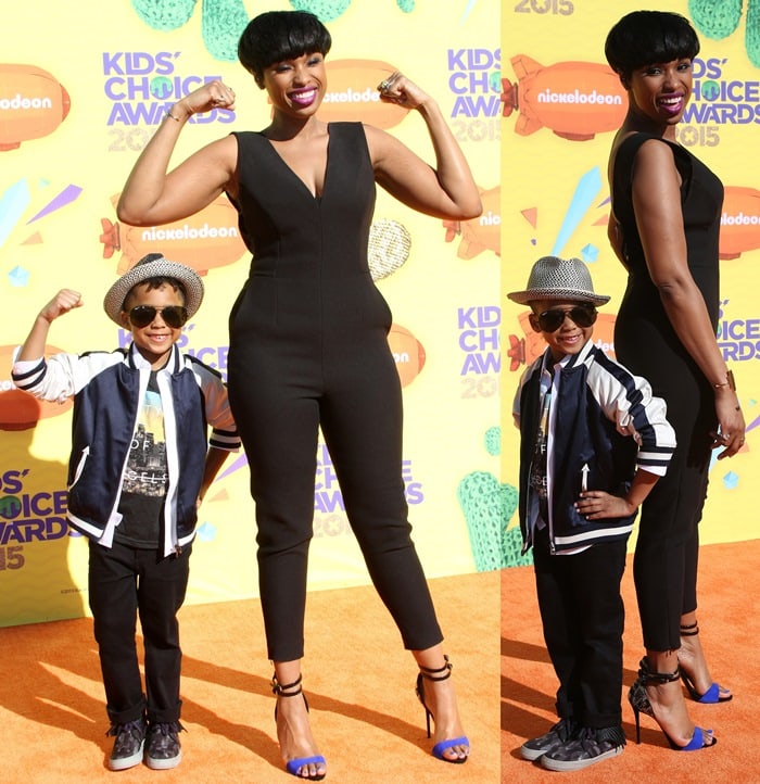 Jennifer Hudson with her son David Daniel Otunga Jr. on the orange carpet