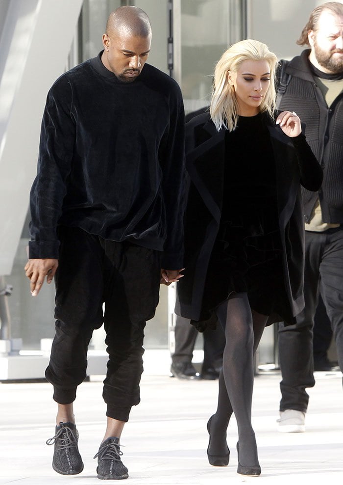 Kanye West and Kim Kardashian at the Louis Vuitton Foundation in Paris, France, on March 5, 2015