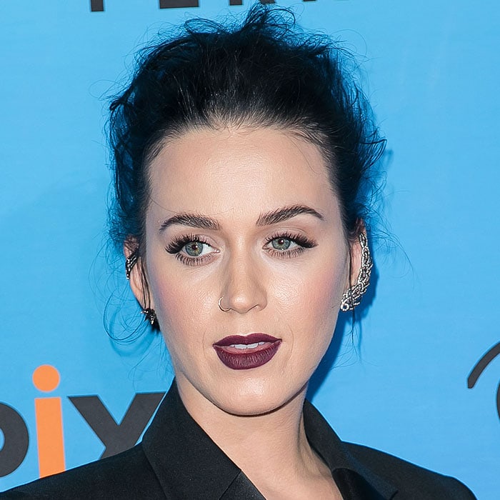 Katy Perry rocking some heavy metal piercings in her ears and through her nose