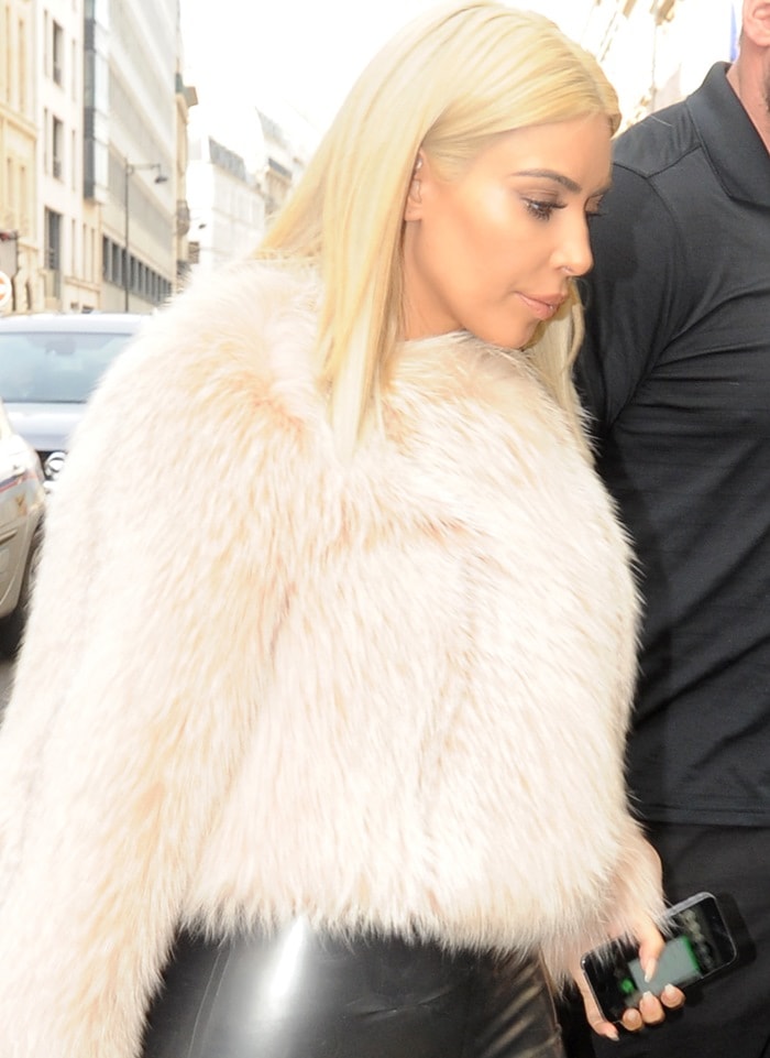 Kim Kardashian's flaxen locks and fur jacket