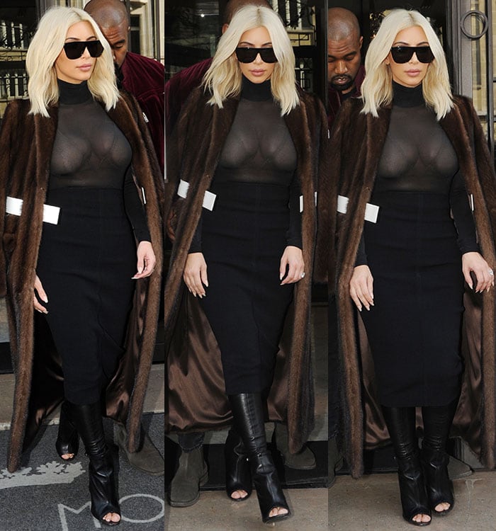 Kim Kardashian shows off her chest in a sheer see-through Vetements top