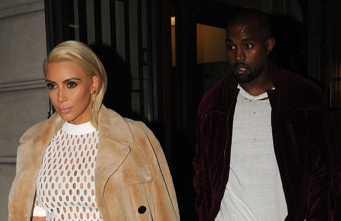 Kim Kardashian and Kanye West heading for the Balenciaga Fashion Show in Paris, France, on March 6, 2015