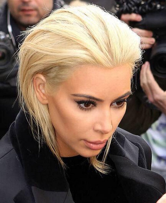 Kim Kardashian's platinum blonde hair