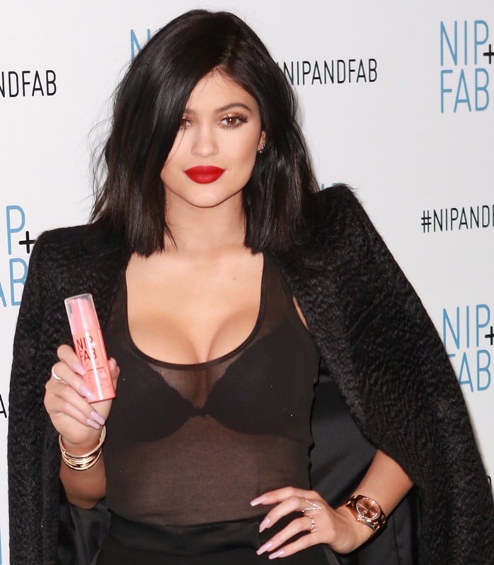 Kylie Jenner's see-through black top and matching push up bra
