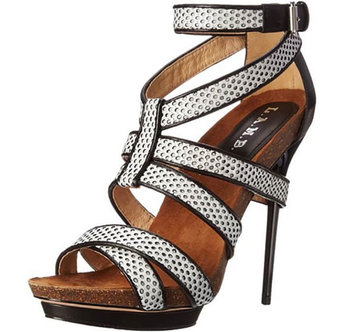 L.A.M.B. "Beatrice" Sandals in Black/White