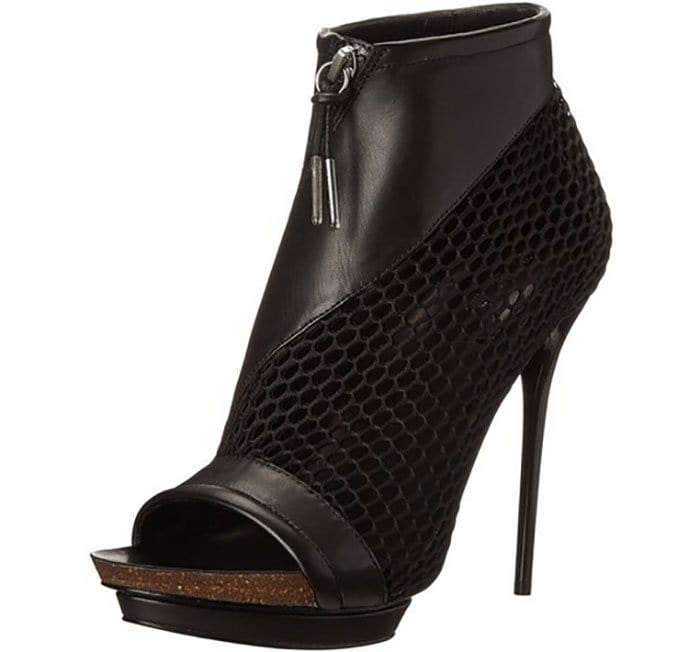 LAMB Bicara Leather and Mesh Platform Booties Black