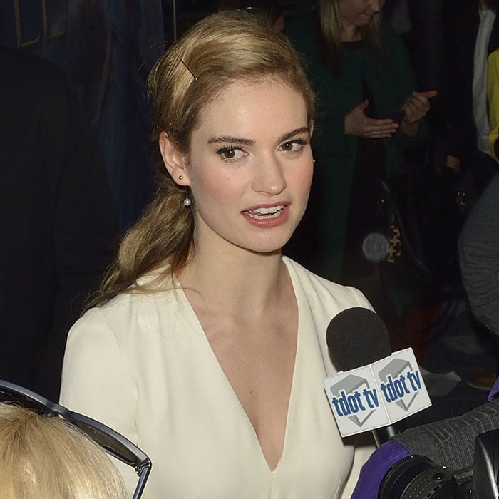 Lily James attends the special screening of Cinderella at the Scotiabank Theatre