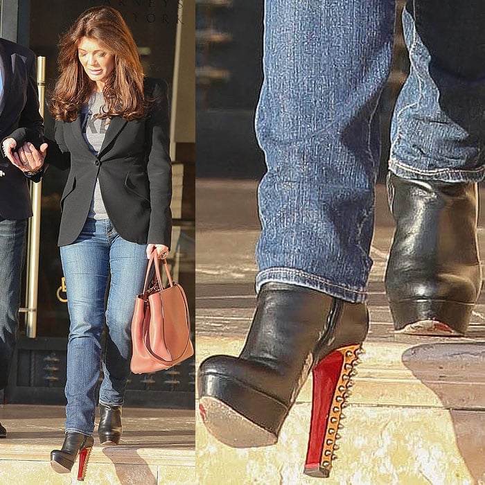 Lisa Vanderpump wearing Christian Louboutin booties with scuff marks