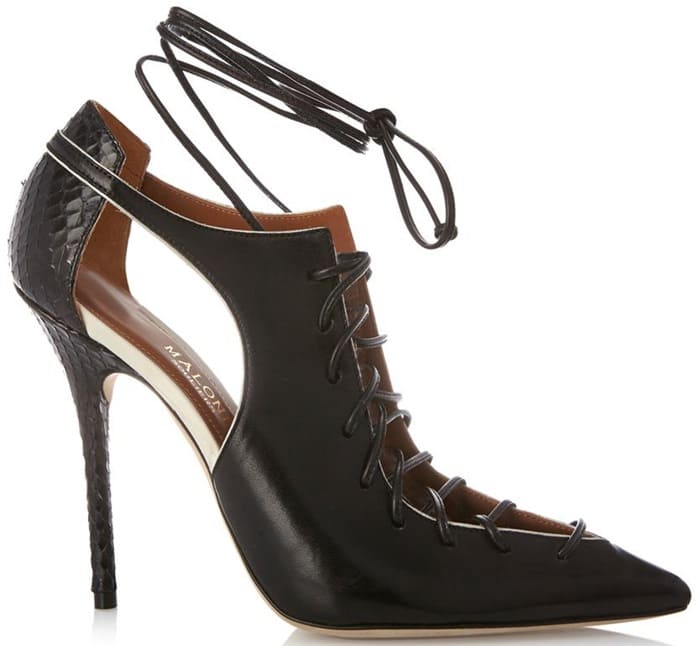 Malone Souliers Black Montana Lace-Up Pumps