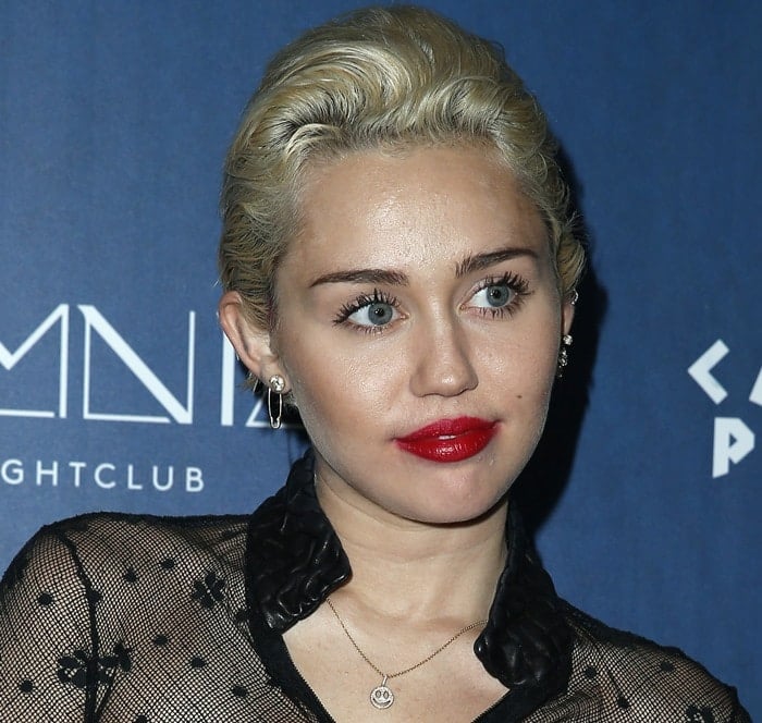 Miley Cyrus hosts an evening at Omnia Nightclub