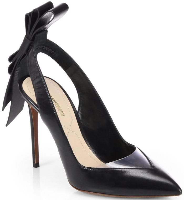 Nicholas Kirkwood Black Origami Bow-Back Leather Slingback Pumps