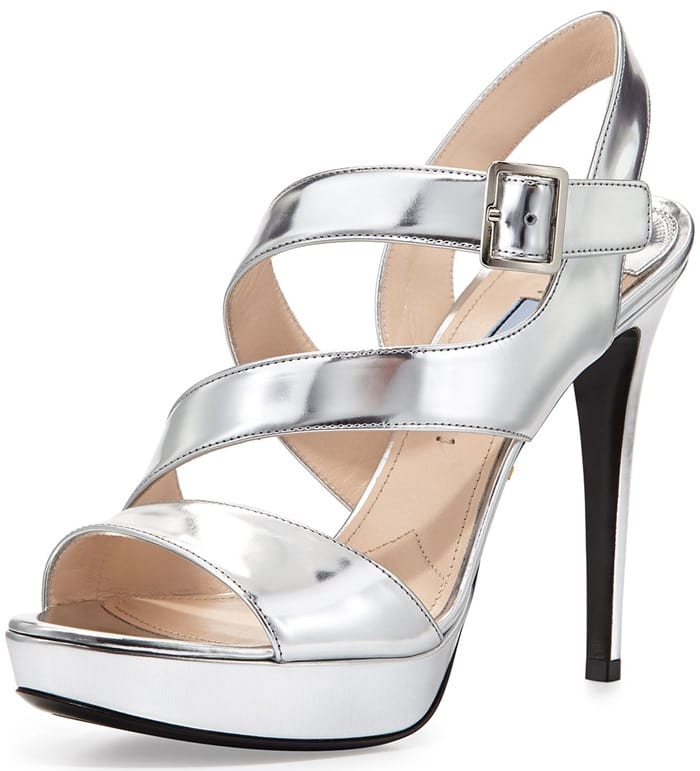 Prada Asymmetric Triple-Strap Platform Sandal