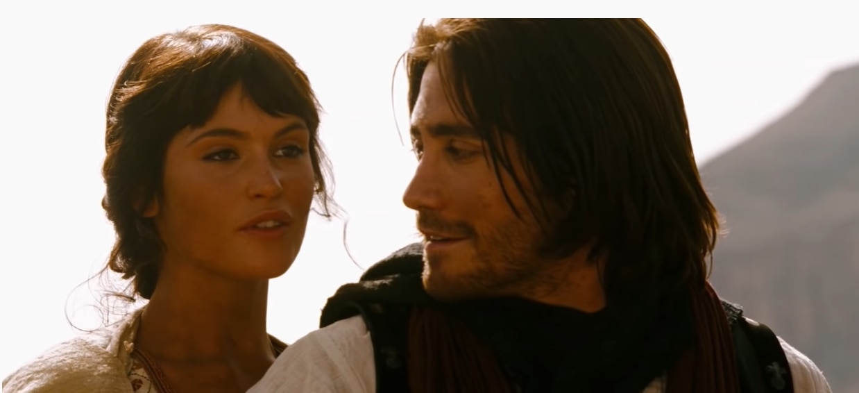 Gemma Arterton and Jake Gyllenhaal share an intense moment as Princess Tamina and Prince Dastan in Prince of Persia: The Sands of Time
