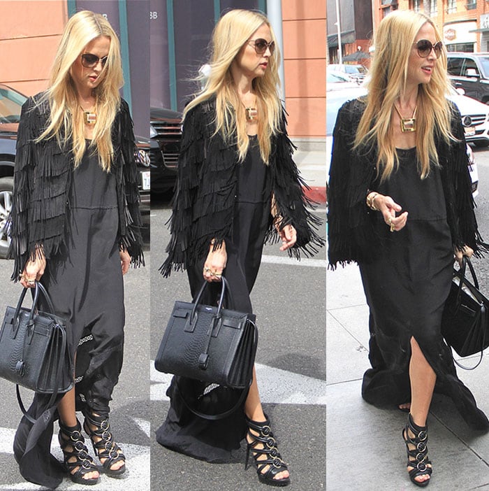 Rachel Zoe channeling Jane Birkin while shopping in Beverly Hills on March 16, 2105