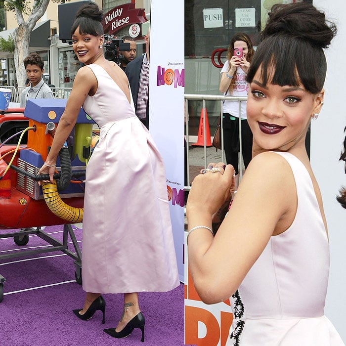 Rihanna hamming it up for the cameras at the "Home" premiere