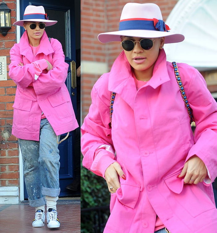 Rita Ora leaving her home in West London for an appearance on the TV show Alan Carr: Chatty Man on March 18, 2015