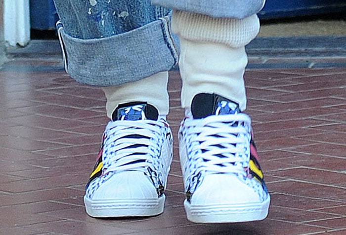 Rita Ora wearing the adidas "Superstar 80" sneakers