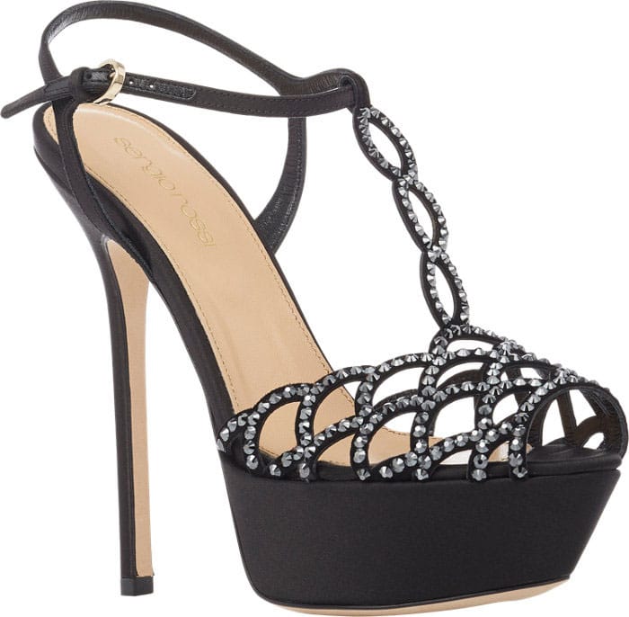 Sergio Rossi Laser-Cut T-Strap Platform Sandals