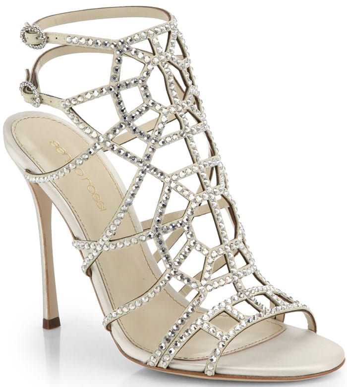 Sergio Rossi White Puzzle Swarovski Crystal Sandals