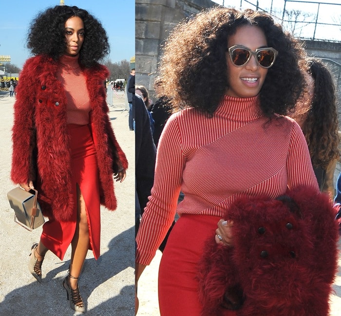 Solange Knowles shows off her natural hair at the Carven fashion show held March 5, 2015 during Paris Fashion Week Womenswear Fall/Winter 2015/2016