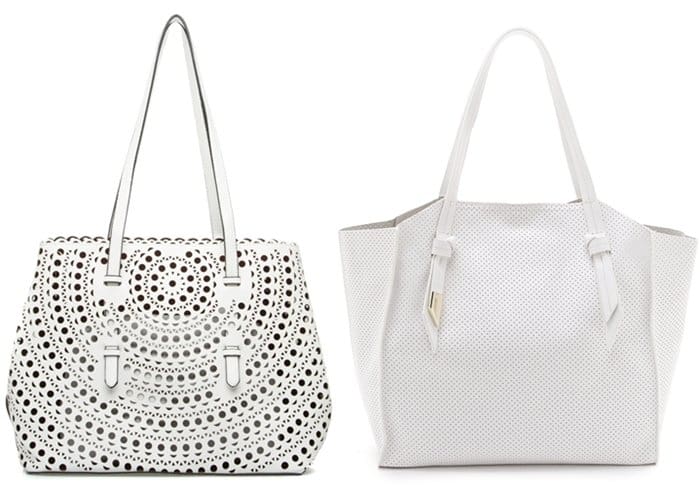 Perforated totes in a crisp white color