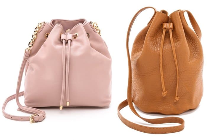 We love the laid-back look of the supple leather on these bucket bags