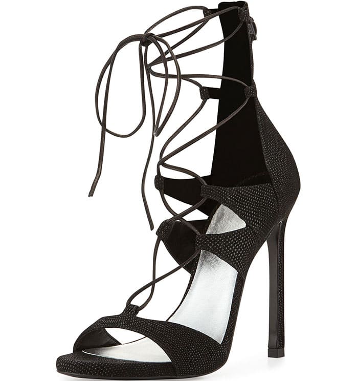 Stuart Weitzman LegWrap Lace-Up Sandals in Black