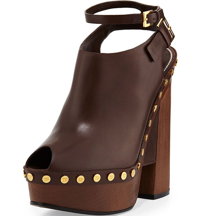 Tom Ford Calfskin Platform Clog Sandals