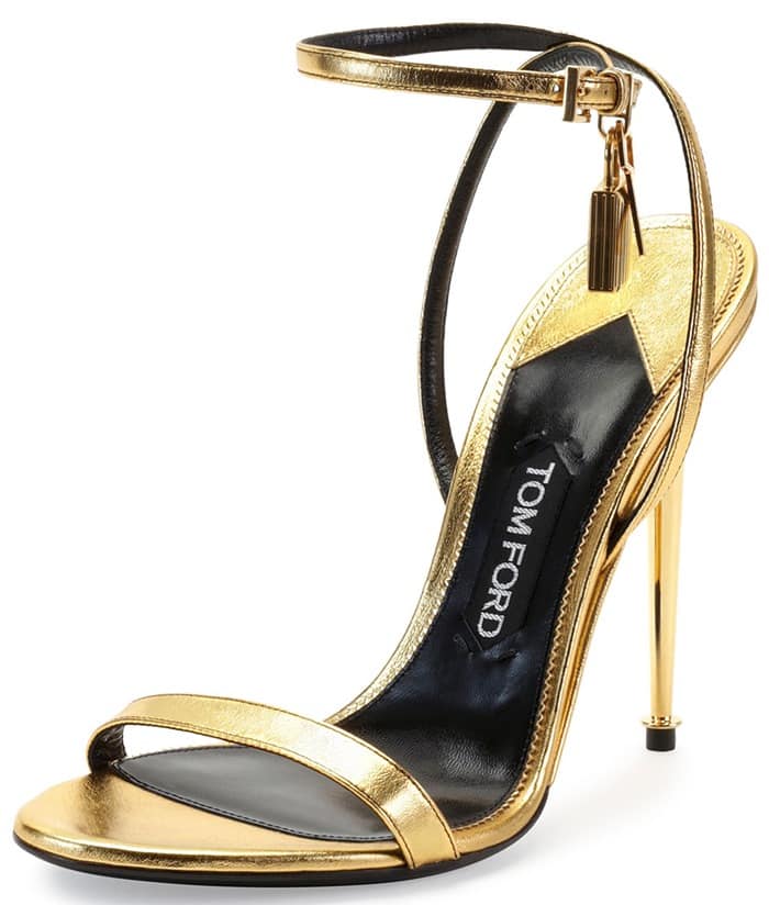 Tom Ford Metallic Ankle-Lock Sandals