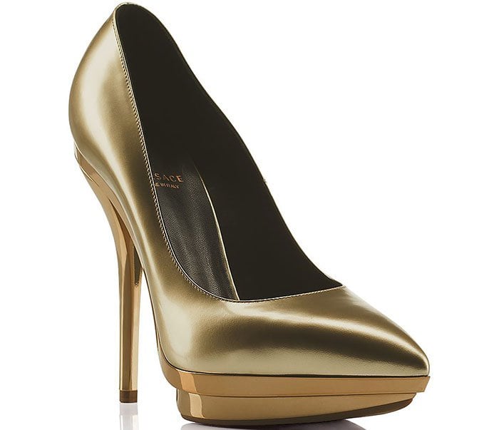 Versace Laminated Leather Decolleté Pumps