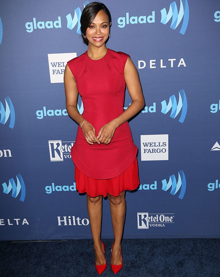 Zoe Saldana flaunted her legs and slender post-pregnancy body