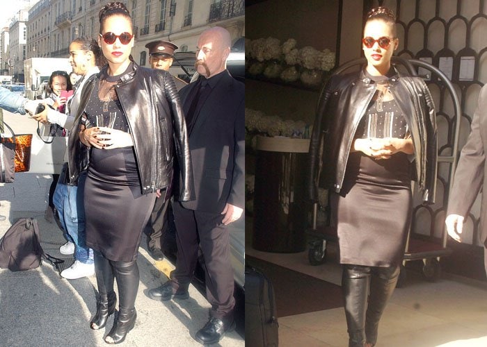 Alicia Keys leaving the Mandarin Oriental Hotel in Paris on April 14, 2015