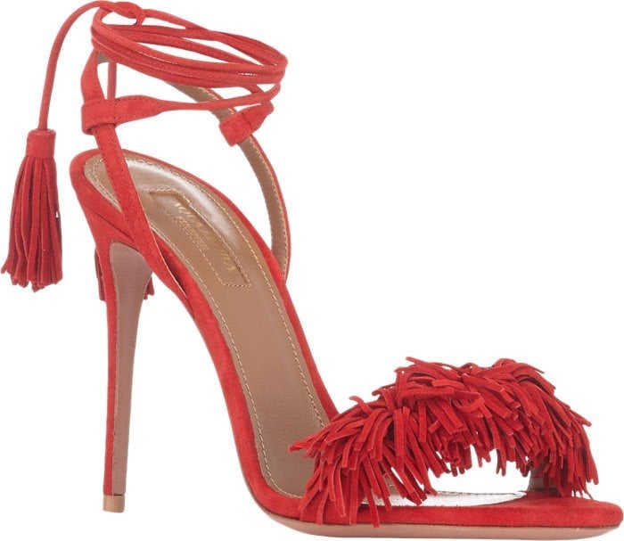 Aquazzura "Wild Thing" Red Suede Sandals