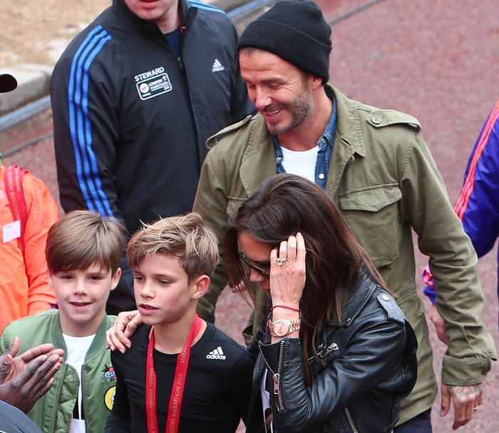 Victoria and David Beckham supported their son Romeo by wearing “Team Romeo” shirts