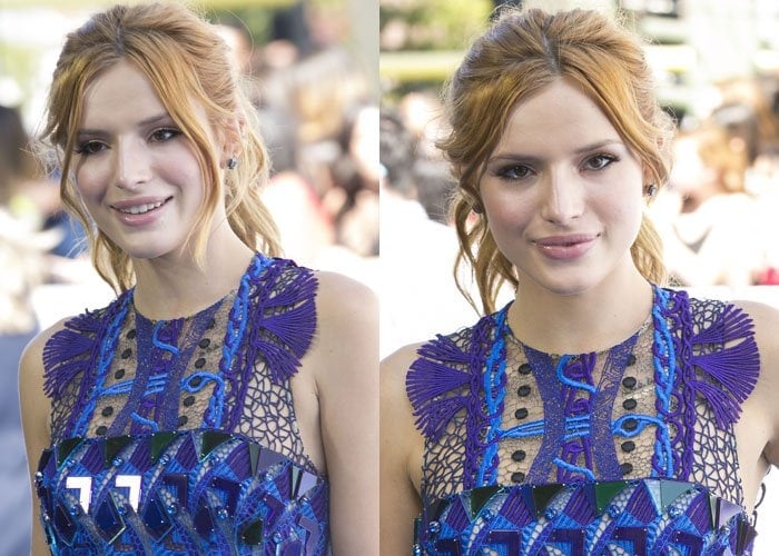 Bella Thorne on the red carpet of the 2015 MTV Movie Awards at Nokia Theatre in Los Angeles on April 12, 2015