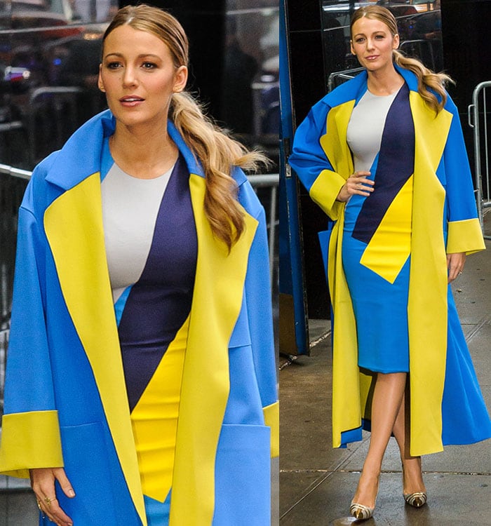 Blake Lively leaving "Good Morning America" studios on April 21, 2015